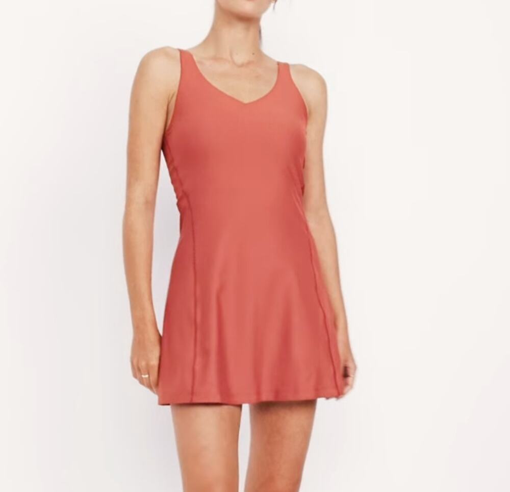Old Navy PowerSoft Athletic Dress Cherry Birch Built-In Shorts Athleisure Size L